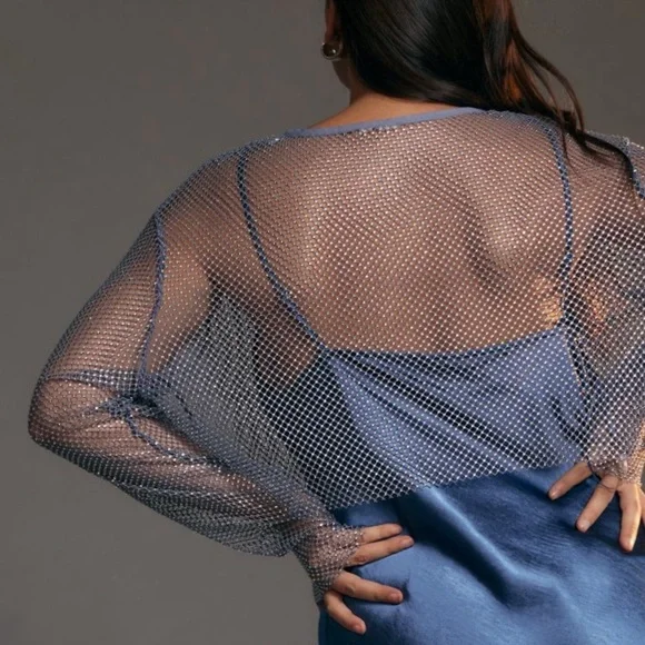 sheer mesh sequin maxi dress Sequin Glitter Sheer Bodice V-back Mesh A-line Long Dress L / Lilac